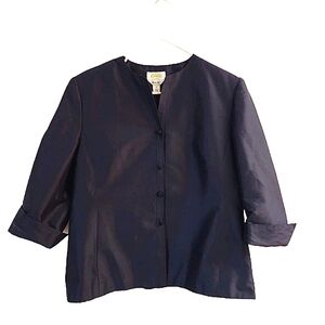 Talbots Navy Silk Jacket Size 12
